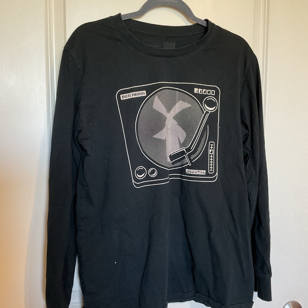 Dutch Bros Black Crewneck Tee with Subtle Screenprint Label